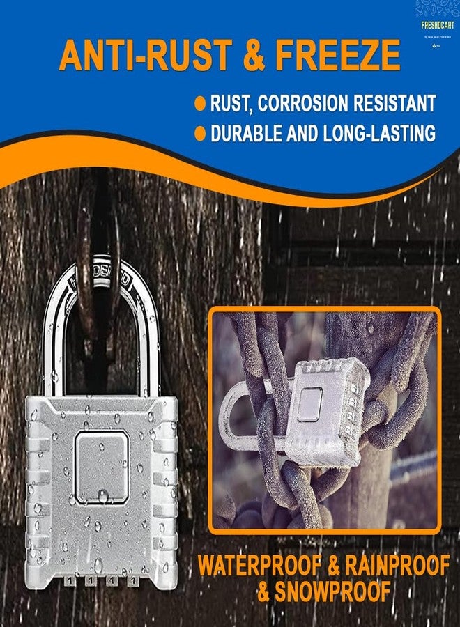 FreshDcart Resettable 4-Digit Number Combination Zinc Padlock PIN Security Number Padlock Heavy Duty Weatherproof for Indoor and Outdoor Use, Sheds, Gates, Lockers, Storage (Silver) - Image 5